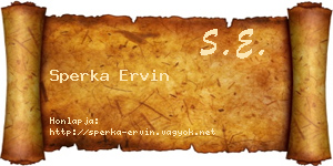 Sperka Ervin névjegykártya